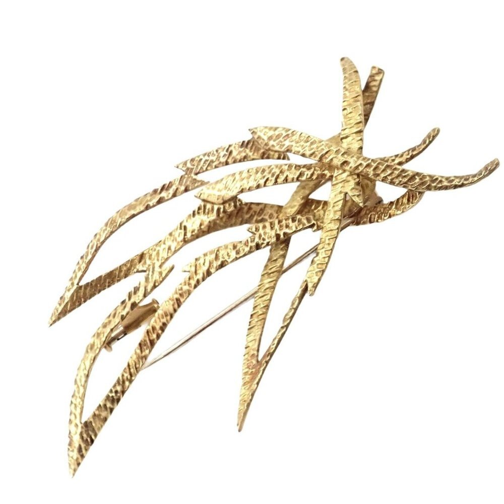 Rare Authentic Vintage Hermes Paris 18k Yellow Gold Starburst Comet Brooch Pin​